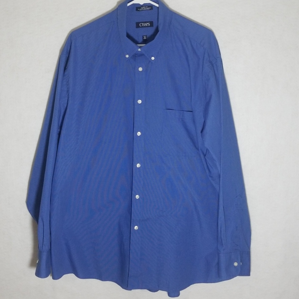 Chaps Classic Fit Wrinkle Free Blue Dress Shirt